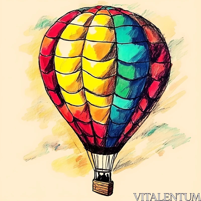 Whimsical Balloon Flight Illustration AI Image