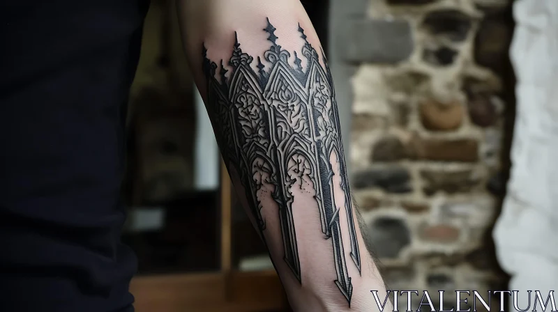 Gothic Style Arm Tattoo AI Image