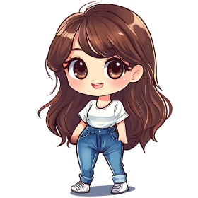 Cute Anime Style Girl Cartoon