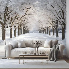 Snow Covered Trees in Winter Scene