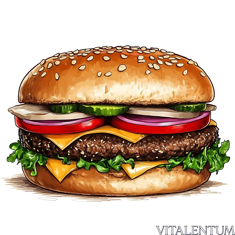 Delicious Cheeseburger with Fresh Veggies AI Image