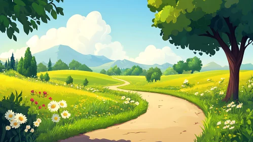 Flower Meadow and Mountain View