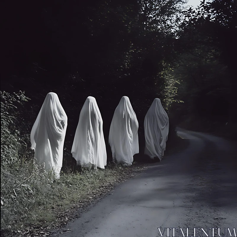 AI ART Four Ghosts on a Dark Road