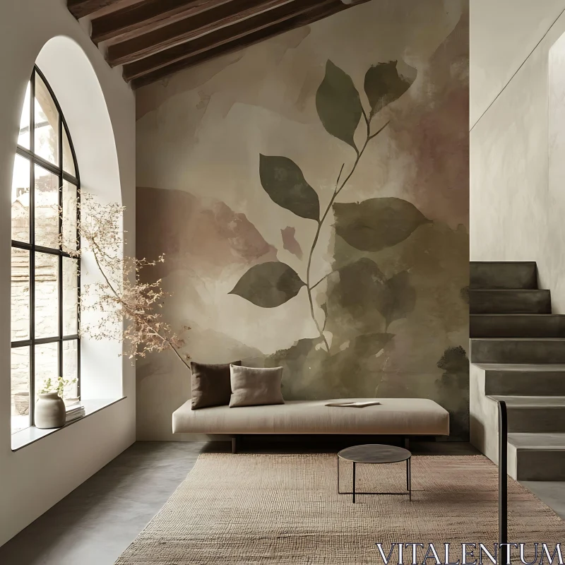 AI ART Minimalist Interior with Botanical Accent