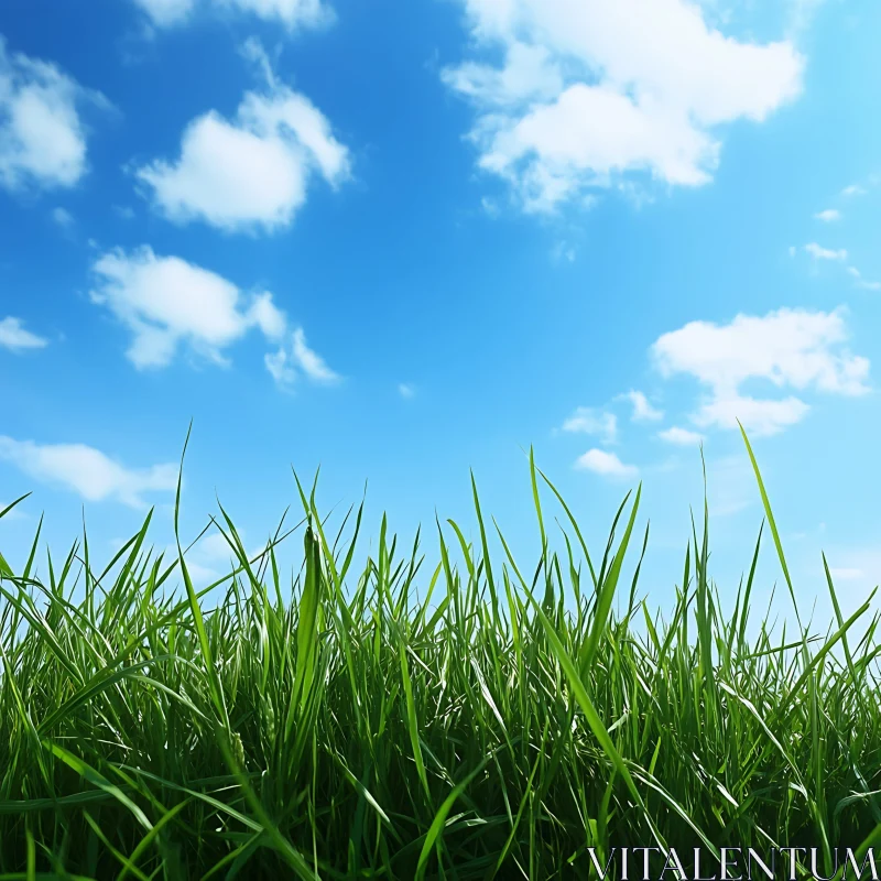 AI ART Lush Grass Field with Sky View