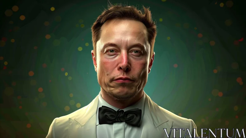 Formal Portrait of Elon Musk in Tuxedo AI Image