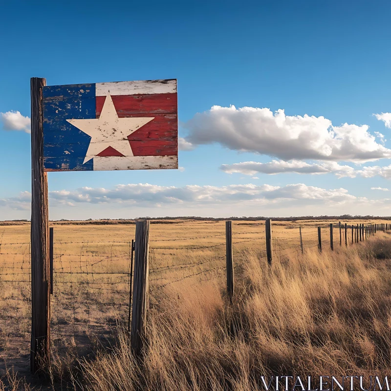 Weathered Texas Flag Landscape AI Image