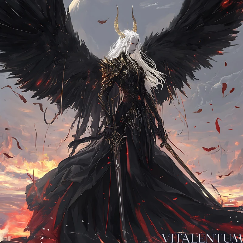 AI ART Winged Guardian of the Fading Light