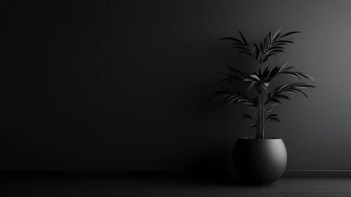 Minimalist Indoor Plant in Monochrome