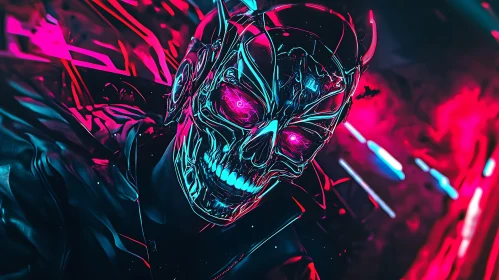 Glowing Skull in a Neon Dreamscape