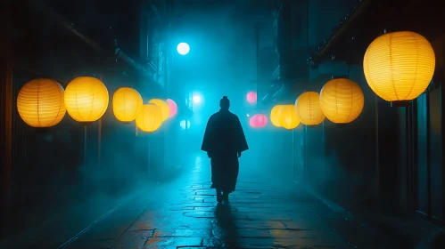 Lantern Lit Street at Night