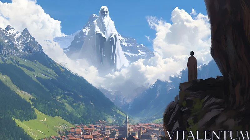 Majestic Mountain Guardian and Valley Vista AI Image