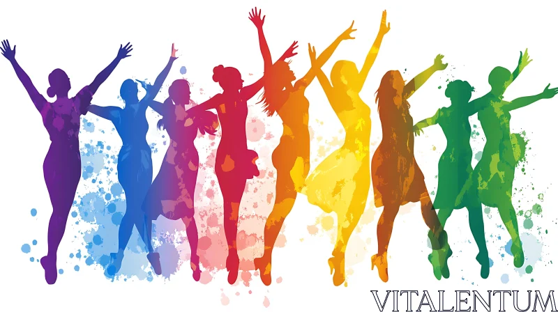 Colorful Dancing Women Illustration AI Image