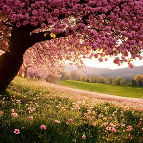 Floral Meadow in Spring Sunlight