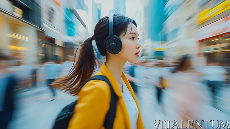 AI ART City Walker with Headphones