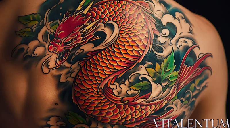 Fierce Dragon Back Tattoo AI Image