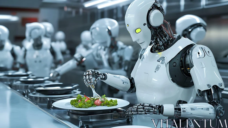 AI ART Cyborg Chef Plating Salad