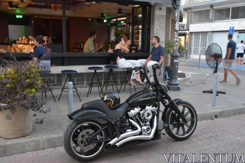 PHOTO City Life: Motorcycle and Cafe Vibes