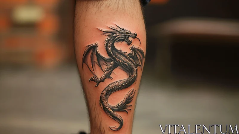 Dragon Tattoo Design on Leg AI Image