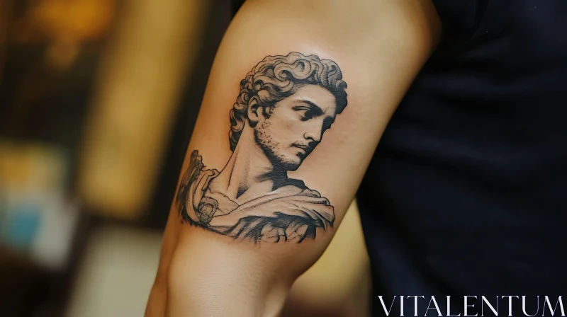 Intricately Shaded Classical Sculpture Tattoo AI Image