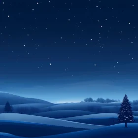 Starry Night Winter Landscape