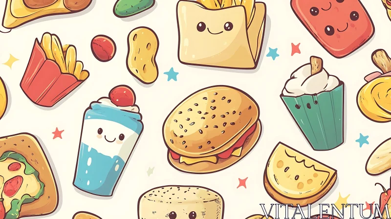 Adorable Cartoon Fast Food Design AI Image