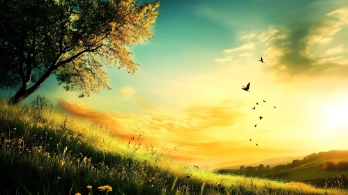 Golden Meadow Sunset