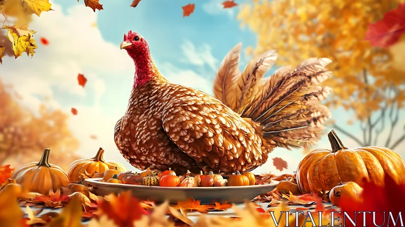 Autumn Harvest Turkey Feast Still Life AI Image