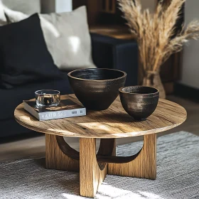 Ceramic Bowls on Rustic Table