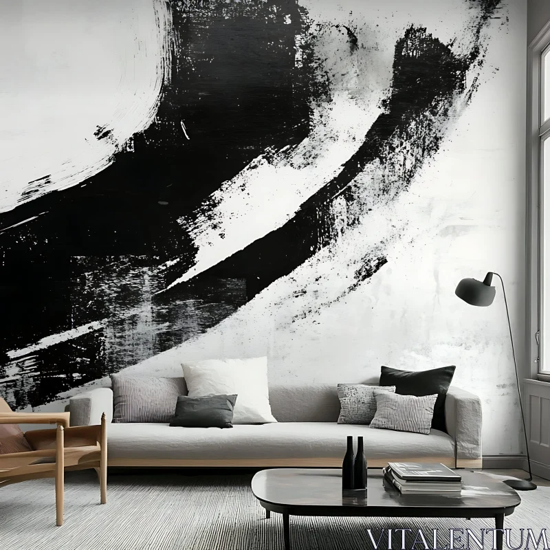 AI ART Elegant Interior Design with Abstract Art