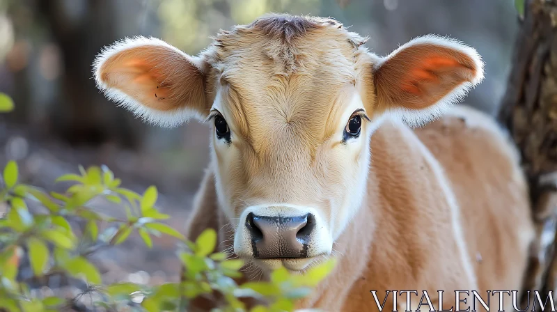 AI ART Close-Up of Young Cow Face