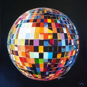 Abstract Sphere of Colorful Squares