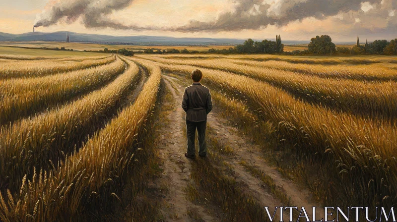 AI ART Solitude in a Wheat Field