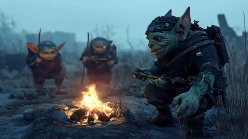 Fantasy Goblins Campfire Scene