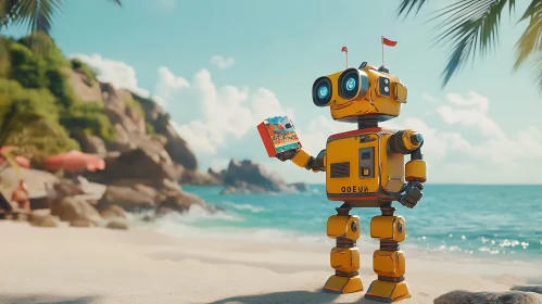 Vintage Robot on Tropical Beach