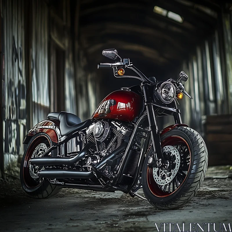 AI ART Classic Motorcycle in Dark Alley