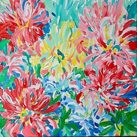 Colorful Brushstroke Flower Art
