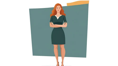 Professional Woman Illustration with Crossed Arms