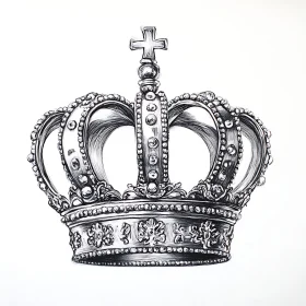 Monochrome Crown Drawing with Cross