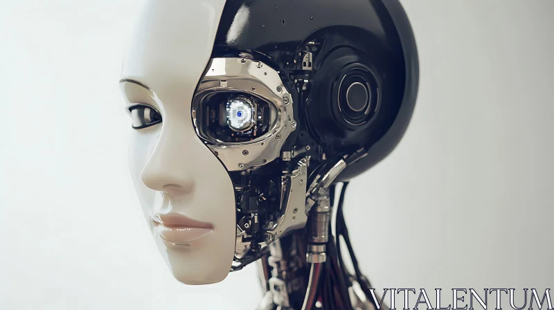 Futuristic Cyborg with Human-like Features AI Image