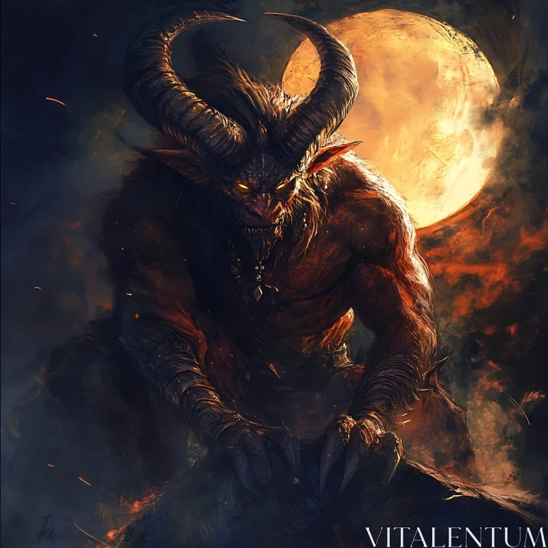 AI ART Horned Demon in the Night