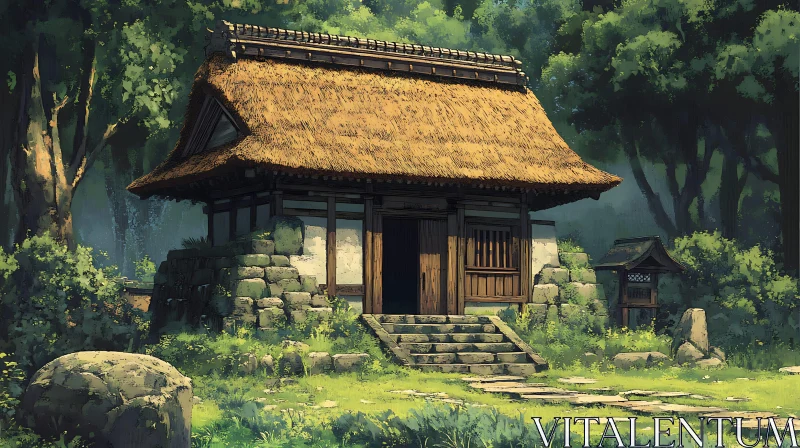 AI ART Traditional House Surrounded by Greenery