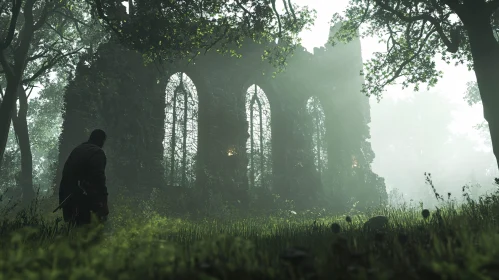 Ancient Ruins in Overgrown Forest