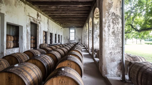 Whiskey Barrels Aging