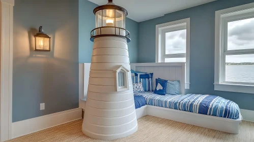 Coastal Bedroom with Lighthouse Theme