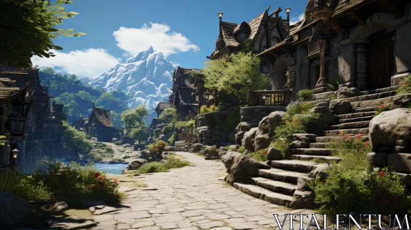 Elder Scrolls Cityscape - A Swiss Style Rendered in Unreal Engine AI Image