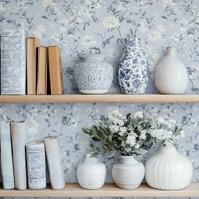 Serene Home Decor with Floral Wallpaper