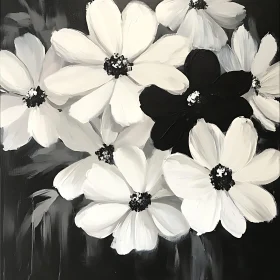 Black and White Floral Art