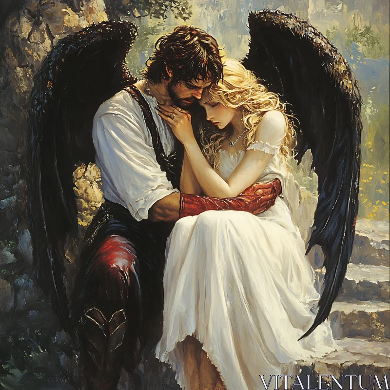 AI ART Emotional Angelic Embrace