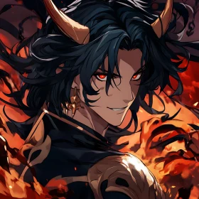 Intense Gaze of the Horned Character